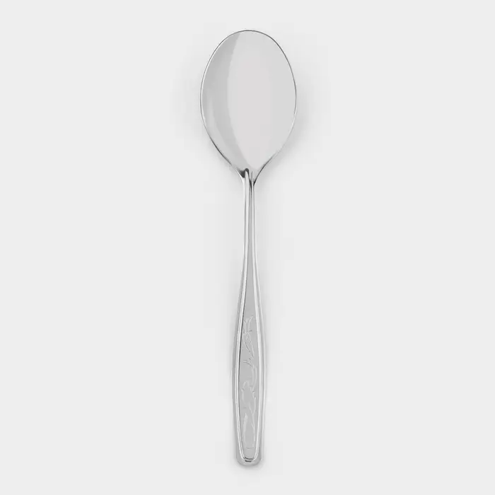 Ложка столовая &laquo;Силуэт&raquo;, длина 20 см, толщина 1 мм, упрощённой обработки, цвет серебряный