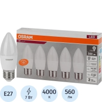Лампа светодиодная OSRAM LVCLB60 7SW/840 230V E27 5шт/уп (4058075578043)