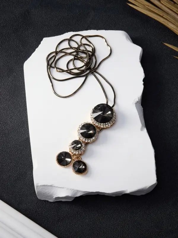 Кулон на цепочке &laquo;Оклахома&raquo;, L=85.5 см, серый в золоте