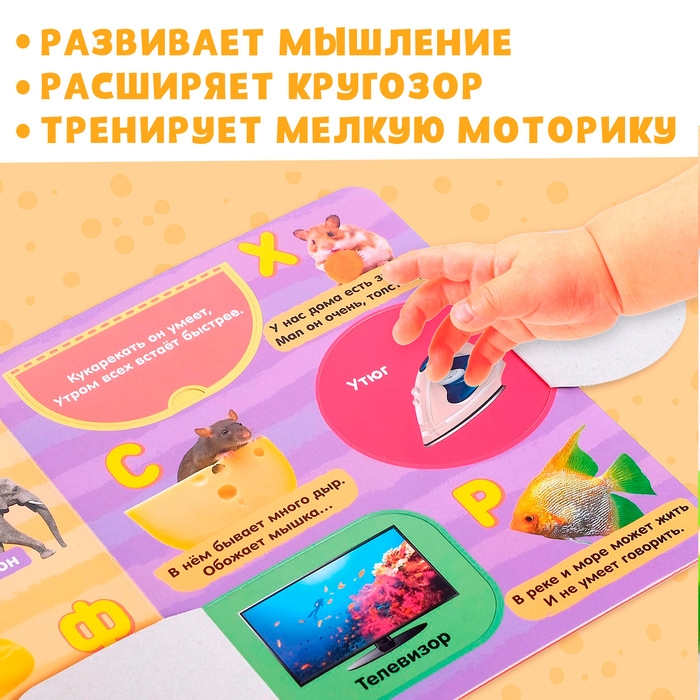 Книжка картонная с окошками «Алфавит», 10 стр. Книжка картонная с окошками «Алфавит», 10 стр.