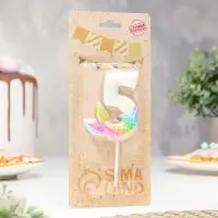 Свеча для торта &laquo;Рыбка исполнения желаний&raquo;, цифра 5, белая