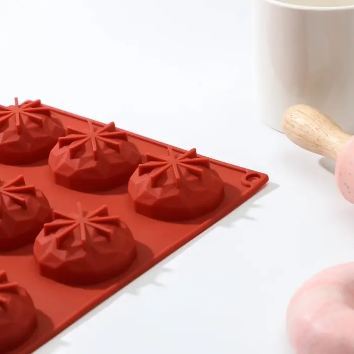 Форма для выпечки Доляна «Кристалл», силикон, 12 ячеек, 29×17×2,2 см, d=4,5 см, цвет коричневый