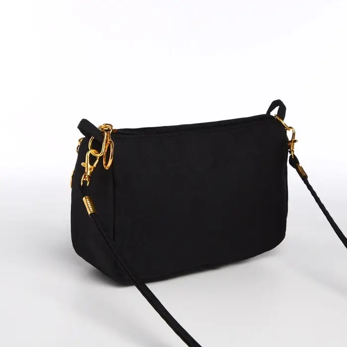 Сумка женская кросс-боди на молнии, 18&times;6.5&times;12 см, однотонная, чёрная