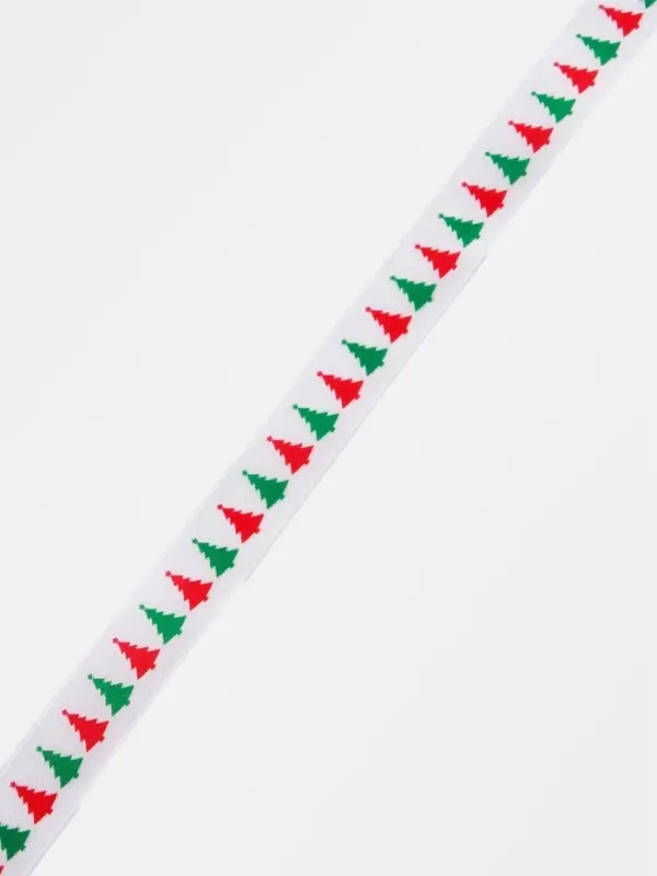 Лента атласная &laquo;Ёлочки&raquo;, 1.5 см &times; 5 м, белая