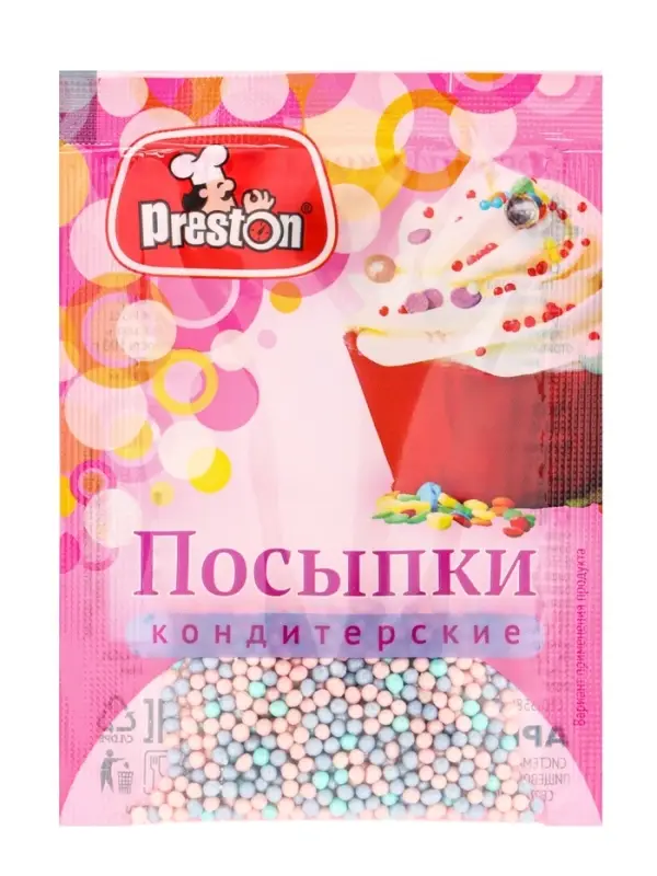 Посыпка кондитерская декоративная Preston &laquo;Радуга-бисер, перламутровый&raquo;, 7 г