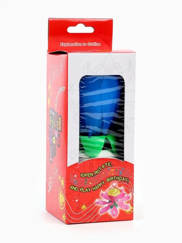 Свеча для торта музыкальная &laquo;Тюльпан&raquo;, крутящаяся, синяя, 14.5&times;6 см
