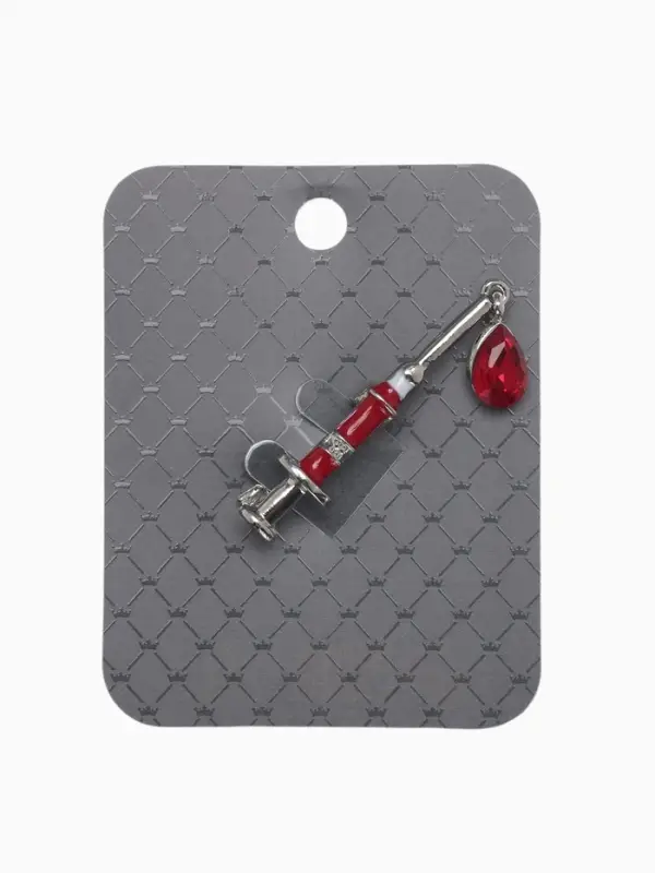 Брошь &laquo;Шприц медицинский&raquo;, красная в серебре