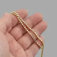 Цепь со стразами, с голографией, металл, стекло, 2.5 мм, 9.1&plusmn;0.5 м, цвет золотой