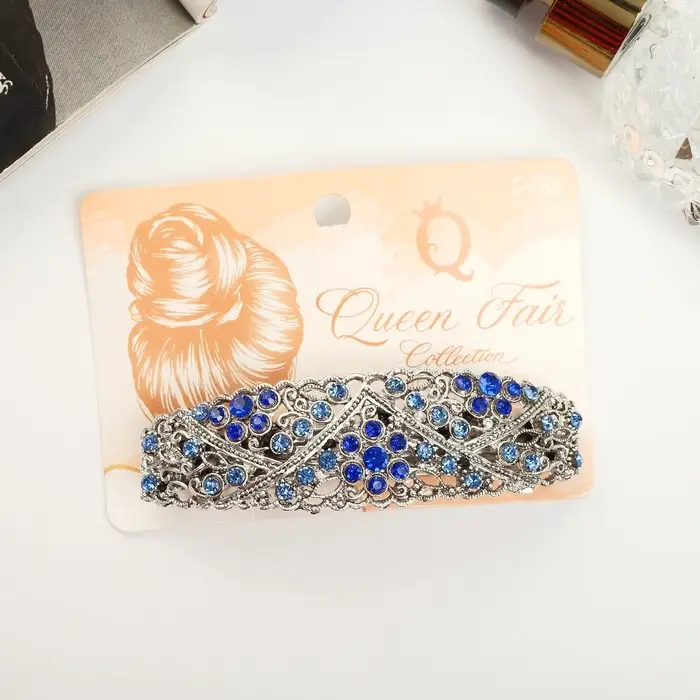 Заколка - автомат для волос QF &laquo;Сара&raquo;, фиалки, 8.5 см