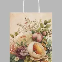 Пакет подарочный крафт &laquo;Цветы&raquo;, 21&times;27&times;11 см