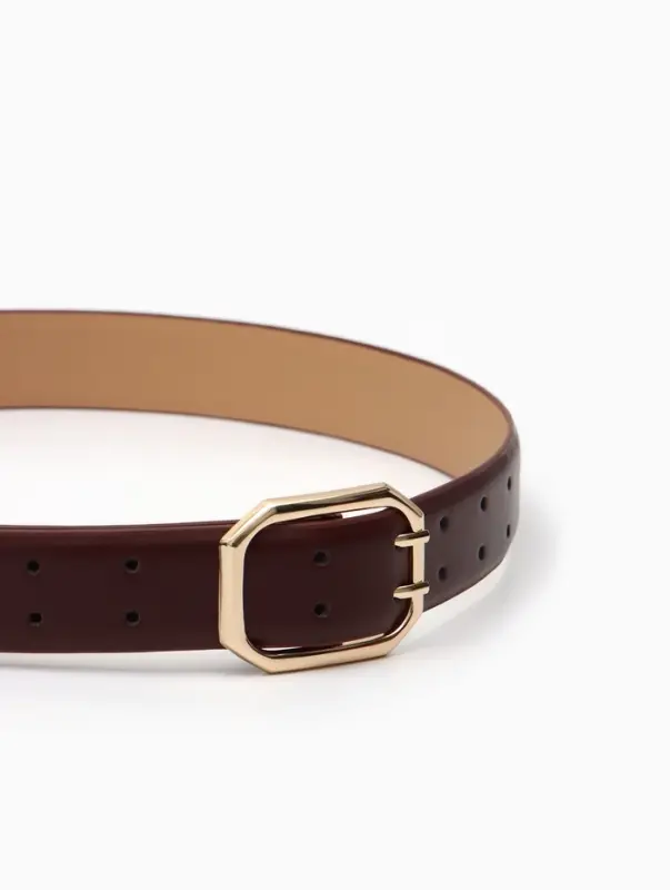 Ремень женский, 3.5&times;110 см, 2 прокола, без винта, золотистая пряжка, коричневый