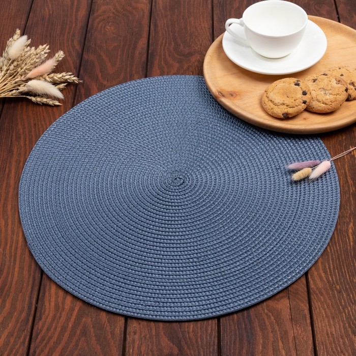 Салфетка сервировочная Доляна  "Классика", цв.синий, d 38 см