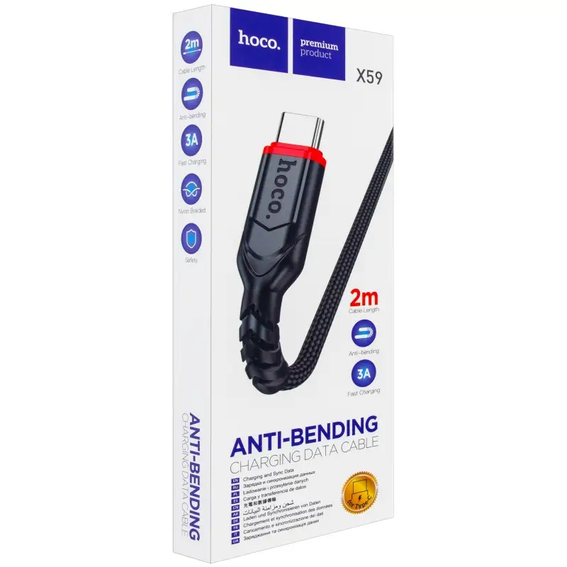 Кабель USB на Type-C 2M 3A X59 HOCO черный