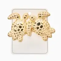 Серьги "Морской мир", черепаха, цвет белый в золоте