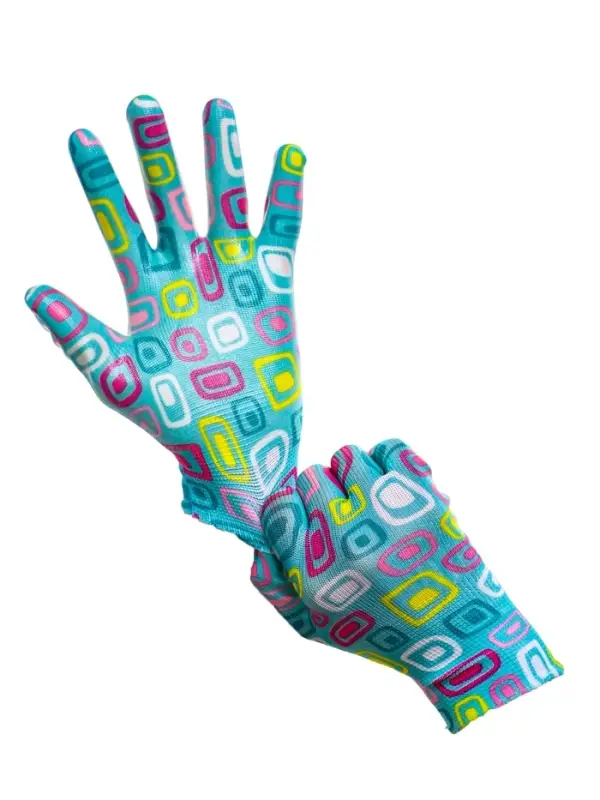 Перчатки нейлоновые, с нитриловым полуобливом, размер 9, цвет МИКС, Greengo
