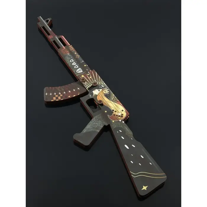 Набор сувенирное оружие «Красный с золотом», автомат, пистолет с глушителем, нож-штык, 3 шт