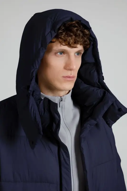 Пуховик унисекс Kapsula, темно-синий, размер M/L