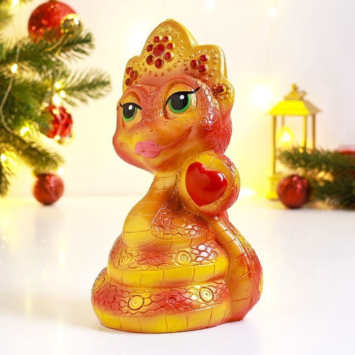 Новый год. Символ 2025. Копилка Новый год. Символ 2025. Копилка "Змея в кокошнике" красный, золотой, 23см