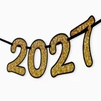 Гирлянда на ленте с блестками &laquo;С новым годом 2027&raquo; золотая, 450 см