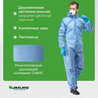 Комбинезон одноразовый защитный с капюшоном SafeGard76 синий р-р L (ESB428)