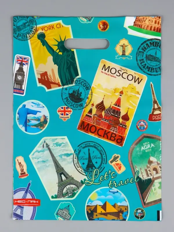 Пакет &laquo;Путешествие&raquo;, полиэтиленовый с вырубной ручкой 30&times;40 см, 60 мкм