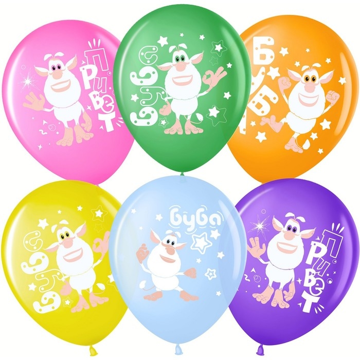 Шар латексный 12 Шар латексный 12" «Буба», пастель, 1-сторонний, набор 25 шт., МИКС