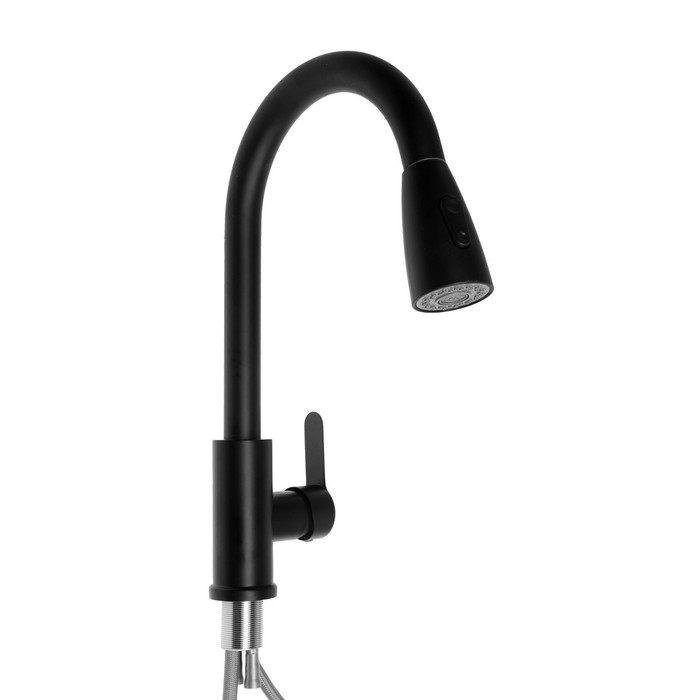 Смеситель для кухни ZEIN Z2941, выдвижная лейка 2 режима, картридж 35мм, нерж. сталь, черный Смеситель для кухни ZEIN Z2941, выдвижная лейка 2 режима, картридж 35мм, нерж. сталь, черный