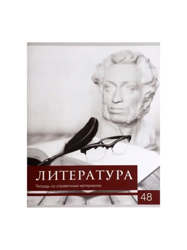 Предметная тетрадь по литературе Calligrata &laquo;Чёрное-белое&raquo;, 48 листов, в линейку, со справочным материалом, бумажная обложка