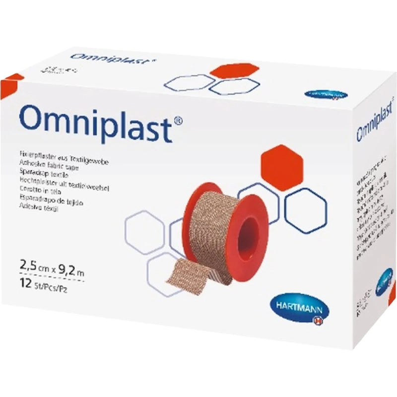Пластырь фиксирующий 9,2м x 2,5см, ткан, OMNIPLAST