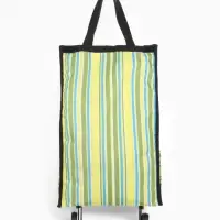 Сумка тележка хозяйственная &laquo;Полосы&raquo;, складная, на липучке, 2 колеса, 32&times;13&times;52 см, зелёная
