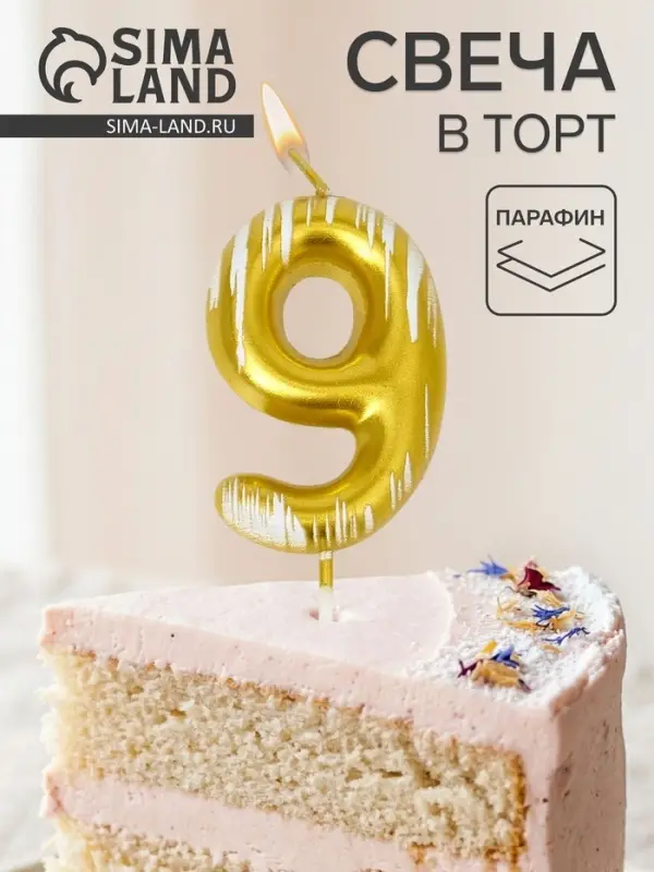 Свеча для торта &laquo;Легенда&raquo;, цифра 9