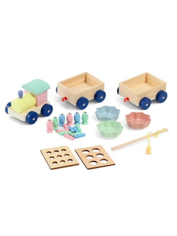 Развивающая игра 3в1 &laquo;Паровозик&raquo;, рыбалка, каталка, сортер, 35&times;11&times;10 см