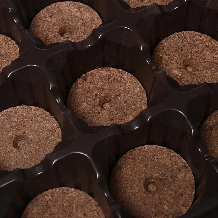 Набор для рассады: торфяная таблетка d=5.5 см, 15 шт., кассета на 15 ячеек по 150 мл, поддон 35&times;22 см, зелёный, пластик, Экоторф