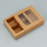 Коробка для 4 конфеты, крафт, 12.5&times;12.5&times;3.5 см