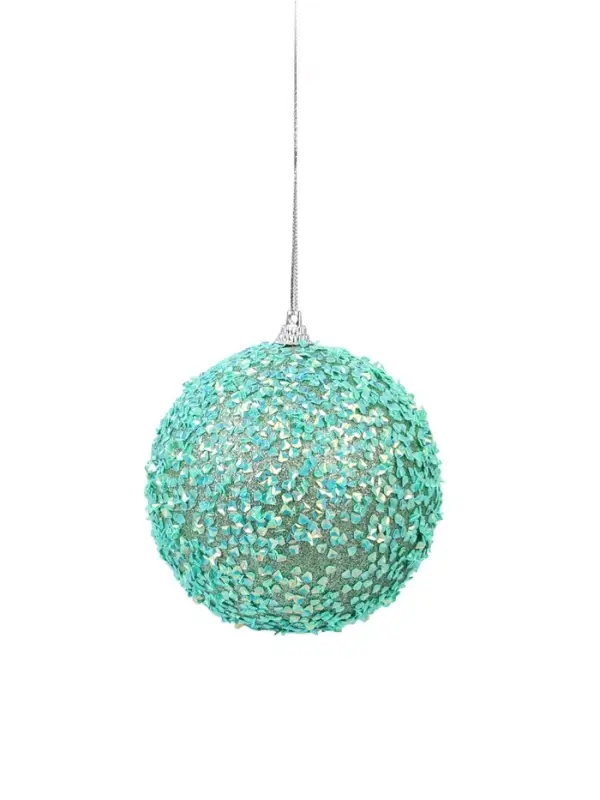 Ёлочный шар новогодний d=10 см «Карнавал» блистание, бирюзовый Ёлочный шар новогодний d=10 см «Карнавал» блистание, бирюзовый