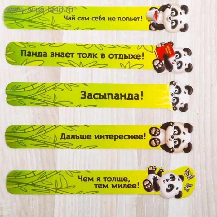 Закладки фигурные, картонные 5 шт. &laquo;Возьми себе панду!&raquo;