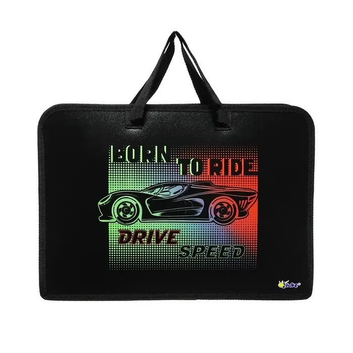 Папка с ручками А4, 340 х 245 х 40 мм, пластиковая, ручки-тесьма, 3-D рисунок с фольгой, ПТ-14-12, "Автодрайв" 71227