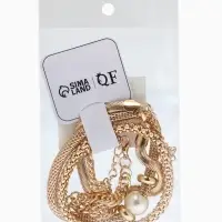 Браслет "Стиль" (набор 3шт) плетение, звенья, цвет белый в золоте