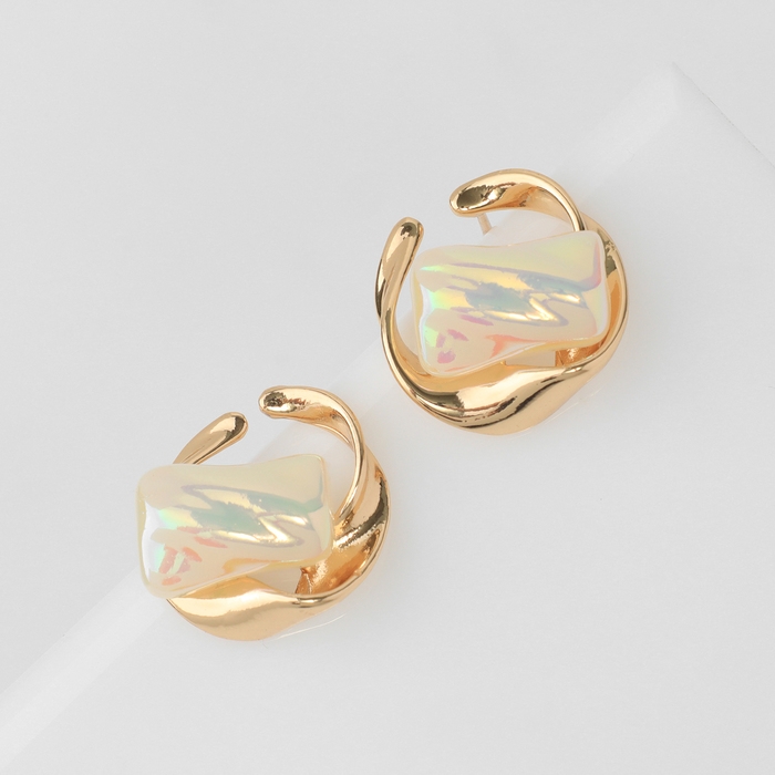 Серьги с жемчугом «Абстракция» волна, цвет золото Серьги с жемчугом «Абстракция» волна, цвет золото