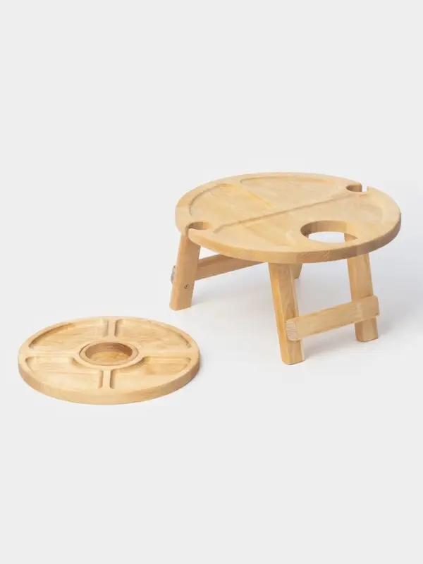 Подарочный набор посуды Adelica &laquo;Винный&raquo;, столик для вина d=32 см, менажница d=25 см, подсвечник d=8 см, дерево берёза