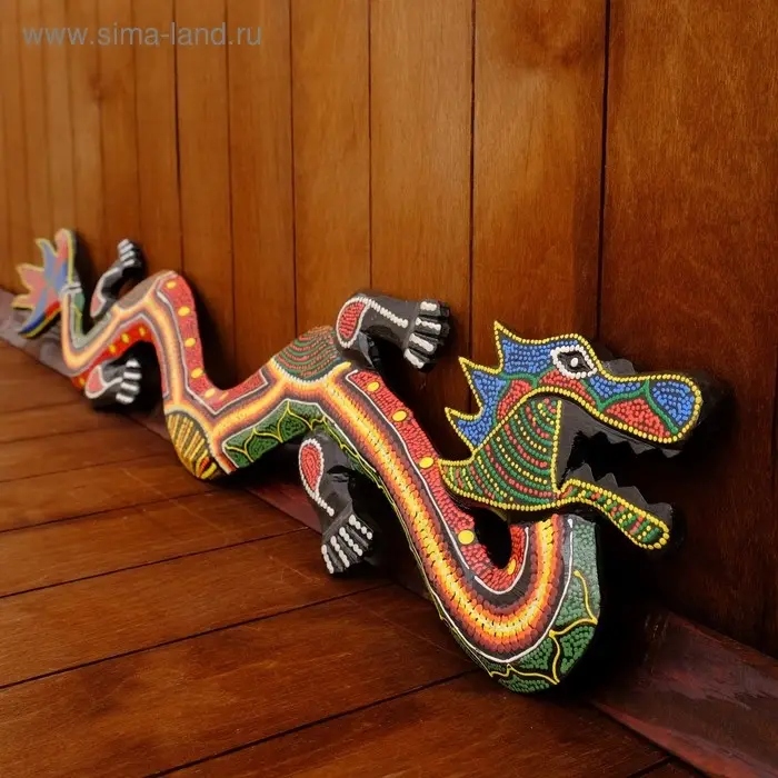 Панно настенное  Панно настенное "Дракон цветной" дерево 100х16х2 см МИКС