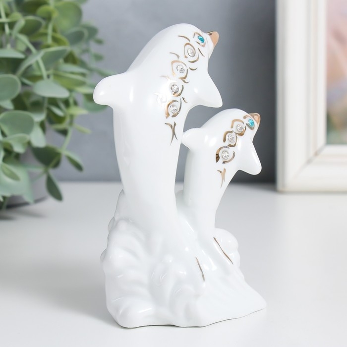 Сувенир керамика Сувенир керамика "Два белых дельфина на волне" стразы 12 см