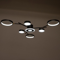 Люстра с ПДУ 2300/7BK LED 150Вт 3000-6000К черный 75х75х9 см BayerLux