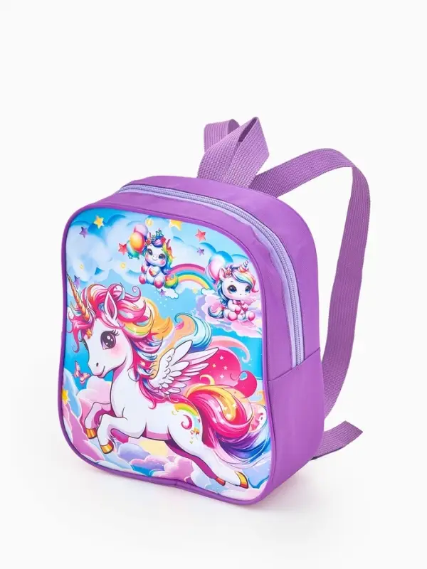 Рюкзак детский 20,5*9*24, отд на молнии, единорог сиреневый Рюкзак детский 20,5*9*24, отд на молнии, единорог сиреневый