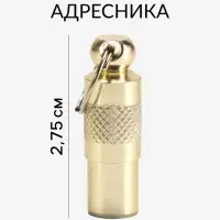 Адресник-капсула под записку, 0.9&times;2.75 см, фасовка 6 шт., металл, цвет МИКС