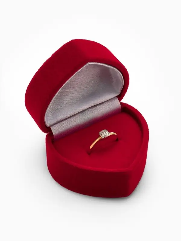 Футляр под серьги, кольцо &laquo;Сердце&raquo;, бархатный, 5.2&times;4.6 см, бордовый