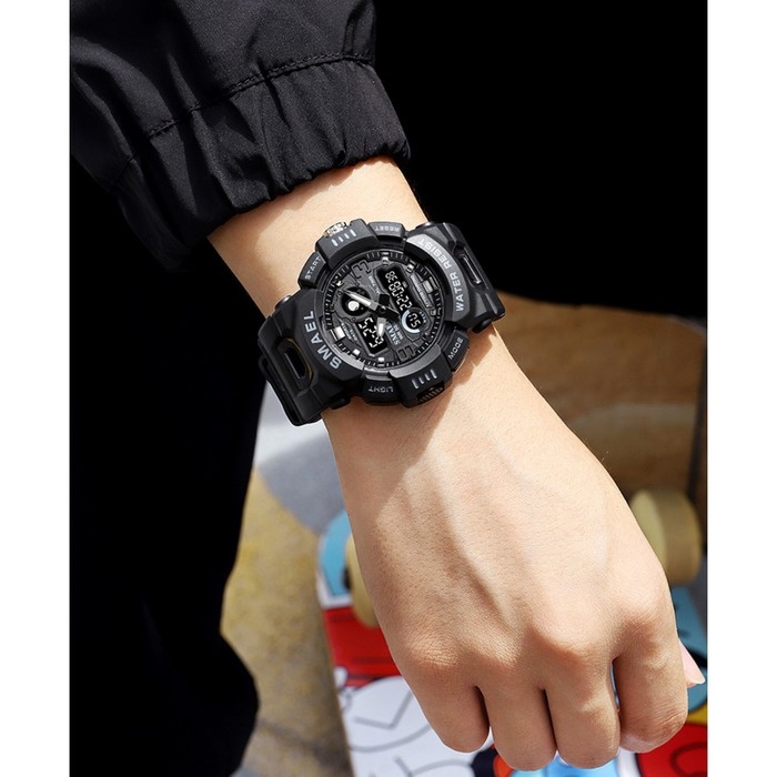 Часы наручные электронные, с будильником, d-5.3 см, ремешок l-27 см, 5 ATM, черные Часы наручные электронные, с будильником, d-5.3 см, ремешок l-27 см, 5 ATM, черные