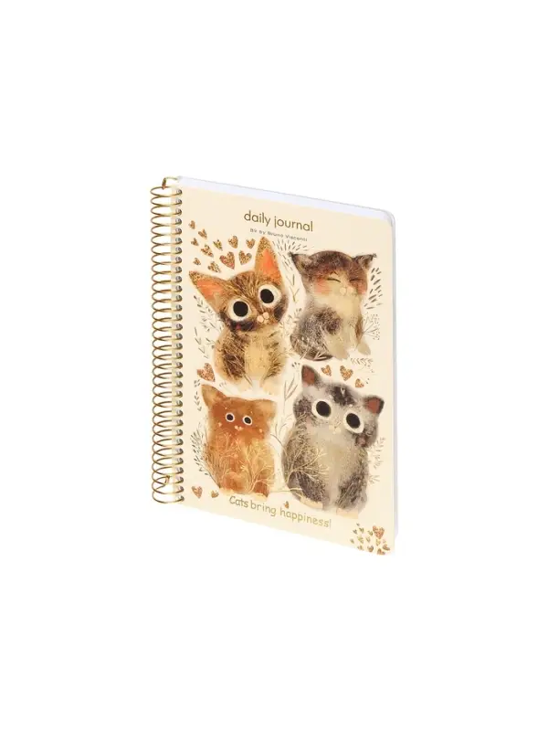 Ежедневник на золотом гребне CUTE DIARY А5, BV, 136 листов, &laquo;LOVE ME.Котики&raquo;