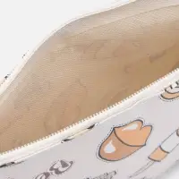 Косметичка - пенал на молнии, плоская, маленькая, с принтом, белая=