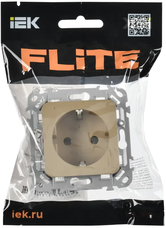 FLITE Розетка с заземлением без защитных шторок безвинтовое крепление 16А РС11-1-ФлХ хаки IEK